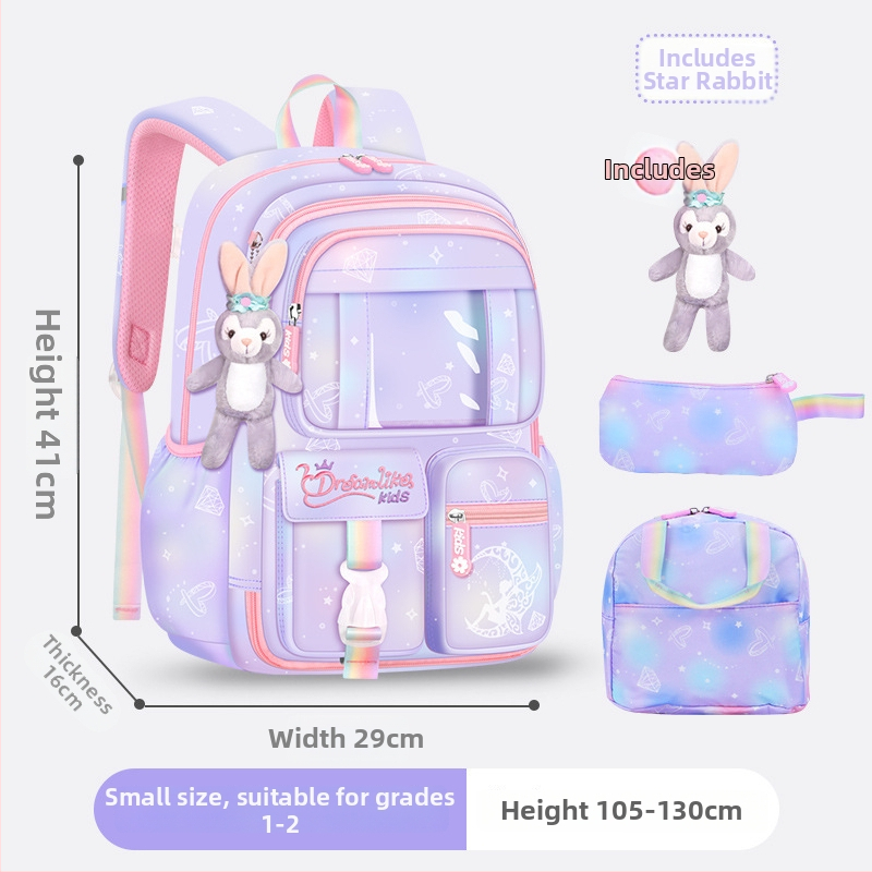 Ghiozdan pentru școală pentru fete din Oxford — respirabil, ultra-ușor, reduce sarcina, model gradient, bretele curbate