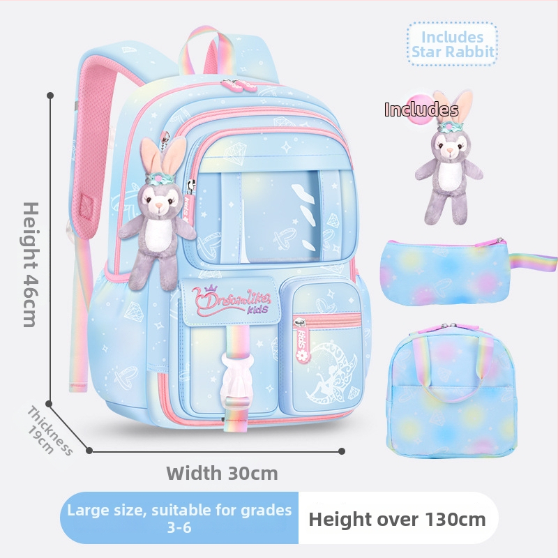 Ghiozdan pentru școală pentru fete din Oxford — respirabil, ultra-ușor, reduce sarcina, model gradient, bretele curbate