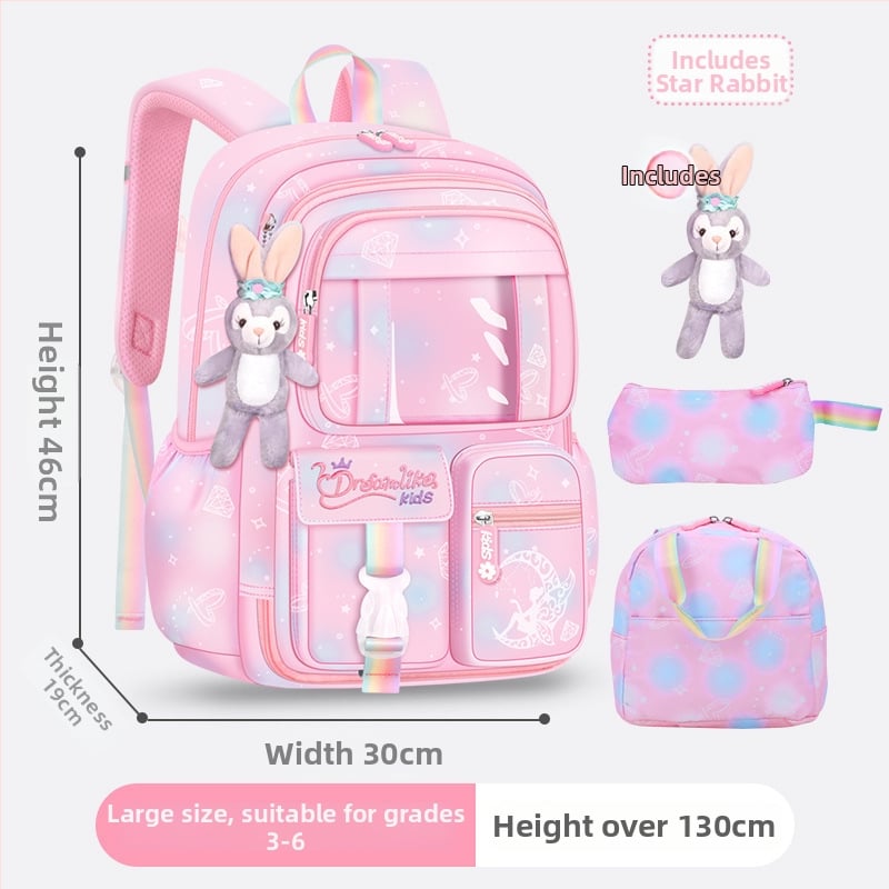 Ghiozdan pentru școală pentru fete din Oxford — respirabil, ultra-ușor, reduce sarcina, model gradient, bretele curbate