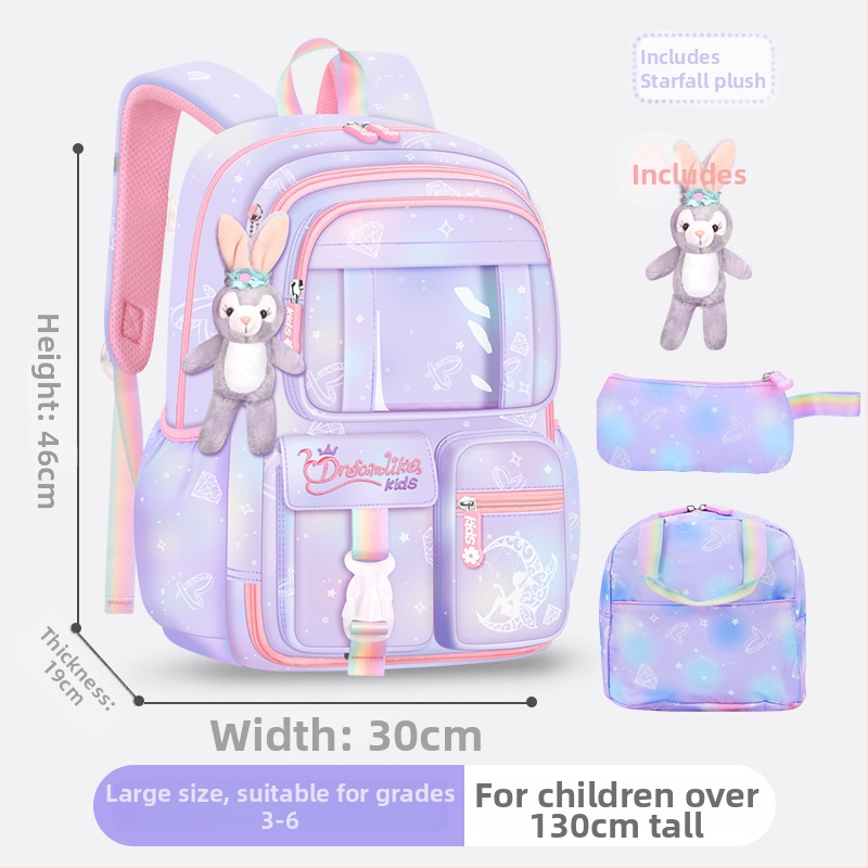 Ghiozdan pentru școală pentru fete din Oxford — respirabil, ultra-ușor, reduce sarcina, model gradient, bretele curbate