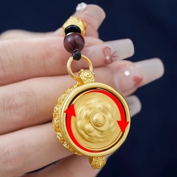 Mosadzná kľúčenka s motívom 12 znamení zverokruhu a rohu plodnosti, klasický štýl