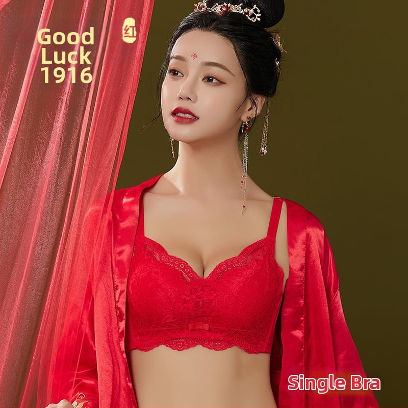 Set de sutiene cu dantelă brodată, cupă 3/4, fără arcuri metalice, cupă modelată cu partea superioară subțire și partea inferioară mai groasă, material principal nylon, căptușeală spandex, închidere la spate cu patru rânduri de cârlige