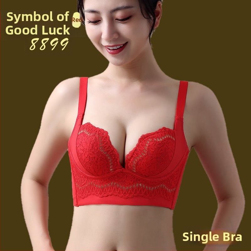 Set de sutiene cu dantelă brodată, cupă 3/4, fără arcuri metalice, cupă modelată cu partea superioară subțire și partea inferioară mai groasă, material principal nylon, căptușeală spandex, închidere la spate cu patru rânduri de cârlige