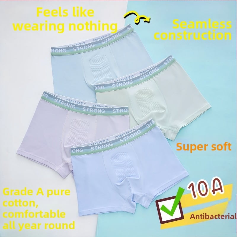 Guoyoubi boxeri din bumbac pentru copii, fără cusături în zona inghinală, antibacteriali 10a, respirabili, pentru copii 3–8 ani (100–140 cm), Iarnă 2024