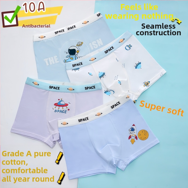 Guoyoubi detské bavlnené boxerky pre chlapcov, bez švíkov v rozkroku, antibakteriálne 10a, priedušné, pre deti 3–8 rokov (100–140 cm), Zima 2024