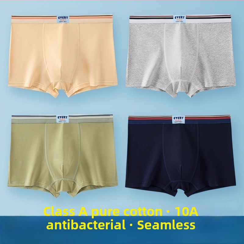 Guoyoubi boxeri din bumbac pentru copii, fără cusături în zona inghinală, antibacteriali 10a, respirabili, pentru copii 3–8 ani (100–140 cm), Iarnă 2024