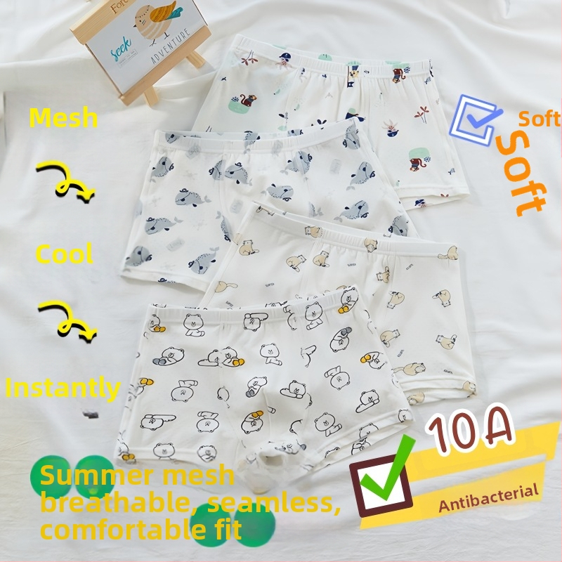 Guoyoubi boxeri din bumbac pentru copii, fără cusături în zona inghinală, antibacteriali 10a, respirabili, pentru copii 3–8 ani (100–140 cm), Iarnă 2024