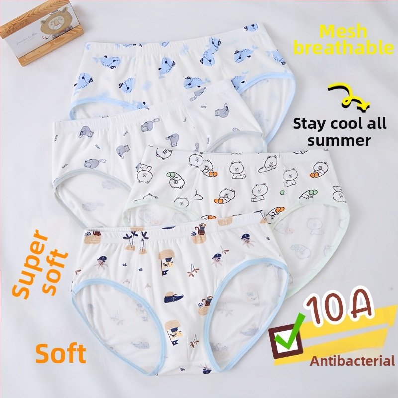 Guoyoubi boxeri din bumbac pentru copii, fără cusături în zona inghinală, antibacteriali 10a, respirabili, pentru copii 3–8 ani (100–140 cm), Iarnă 2024