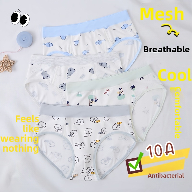 Guoyoubi boxeri din bumbac pentru copii, fără cusături în zona inghinală, antibacteriali 10a, respirabili, pentru copii 3–8 ani (100–140 cm), Iarnă 2024