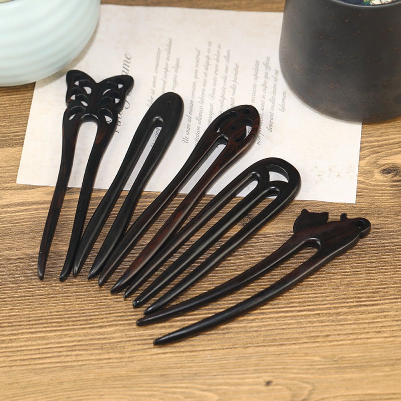 Agrafe pentru păr din lemn, formă U – stil retro feminin, design geometric, brand Times Lizi