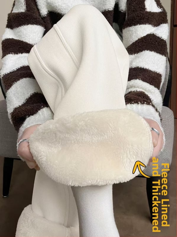 Pantaloni de maternitate de iarnă, talie reglabilă, talie înaltă, croială dreaptă, fleece gros, amestec poliester-spandex 50–70% pentru susținerea abdomenului