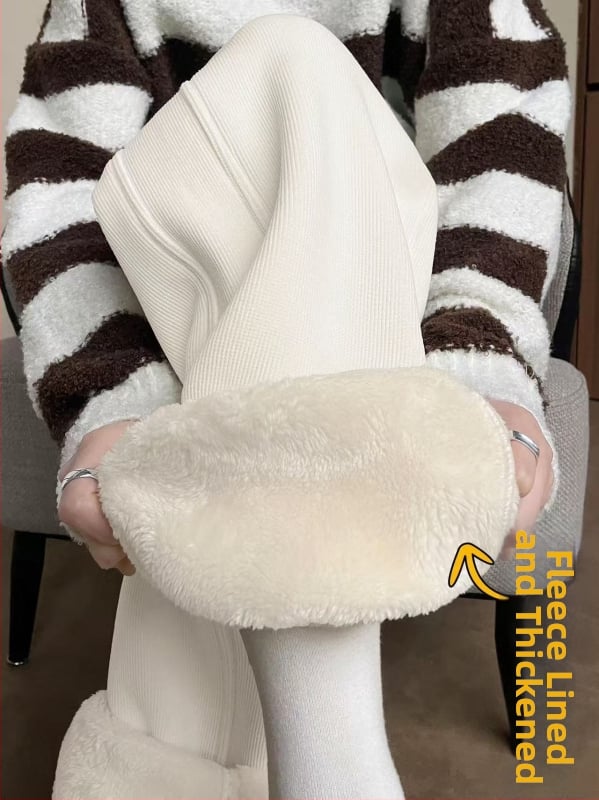 Pantaloni de maternitate de iarnă, talie reglabilă, talie înaltă, croială dreaptă, fleece gros, amestec poliester-spandex 50–70% pentru susținerea abdomenului