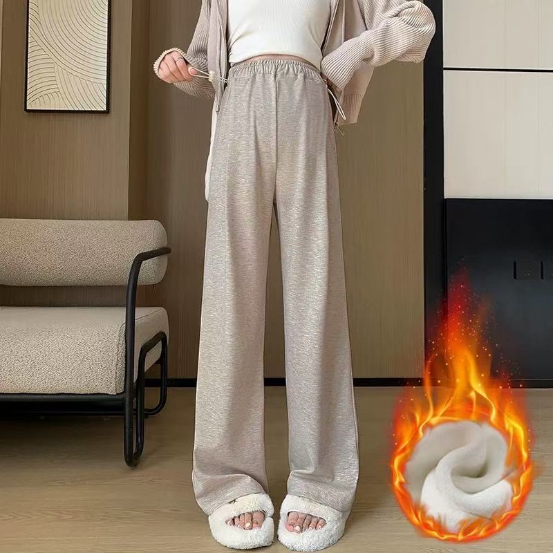 Pantaloni de maternitate de iarnă, talie reglabilă, talie înaltă, croială dreaptă, fleece gros, amestec poliester-spandex 50–70% pentru susținerea abdomenului