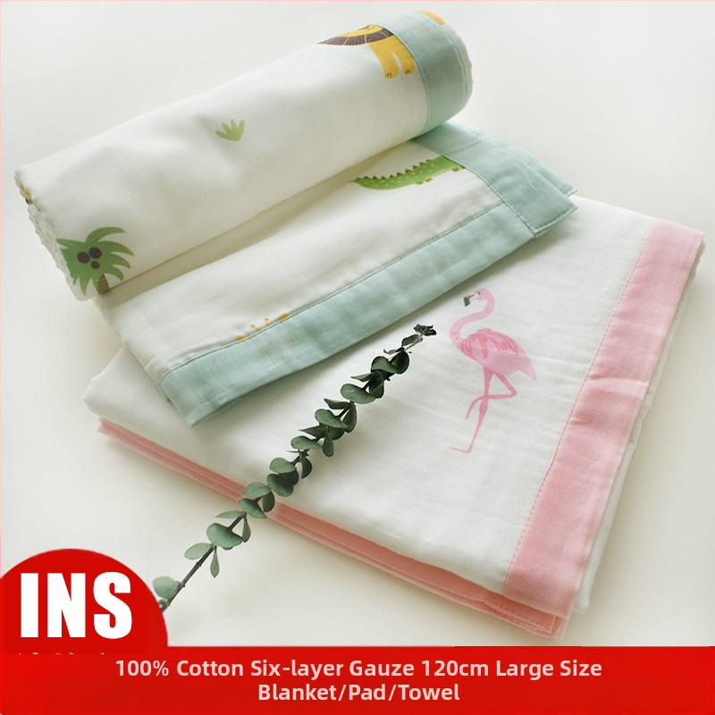 Πετσέτα αγκαλιάς για μωρά από έξι στρώσεις γάζα 100% βαμβάκι — κατάλληλη για όλες τις εποχές, για νεογέννητα