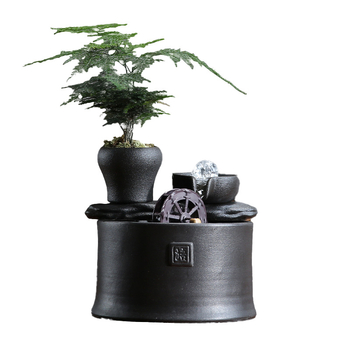 Keramički Feng Shui vodeni kotač za akvarij – ručno oslikana površina, kruženje vode, stil Novi kineski stil