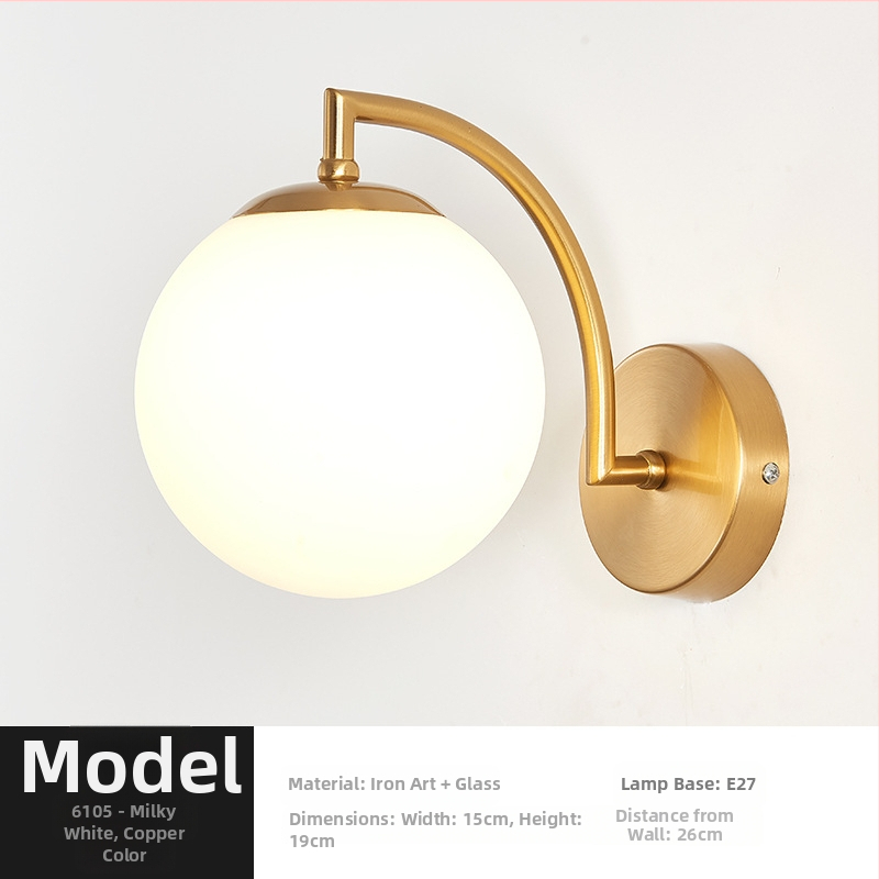 Τοίχικό φωτιστικό σε σκανδιναβικό στυλ, γυάλινο καπέλο λαμπτήρα, LED φως, 85-265V