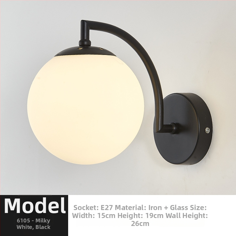 Τοίχικό φωτιστικό σε σκανδιναβικό στυλ, γυάλινο καπέλο λαμπτήρα, LED φως, 85-265V