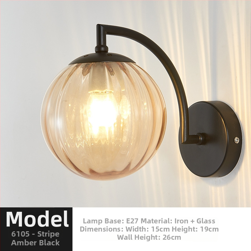 Τοίχικό φωτιστικό σε σκανδιναβικό στυλ, γυάλινο καπέλο λαμπτήρα, LED φως, 85-265V