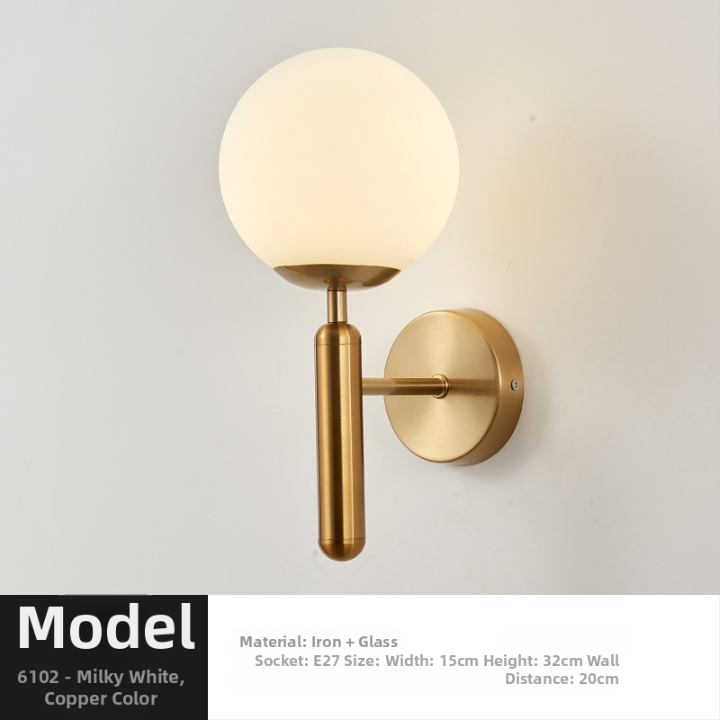 Τοίχικό φωτιστικό σε σκανδιναβικό στυλ, γυάλινο καπέλο λαμπτήρα, LED φως, 85-265V