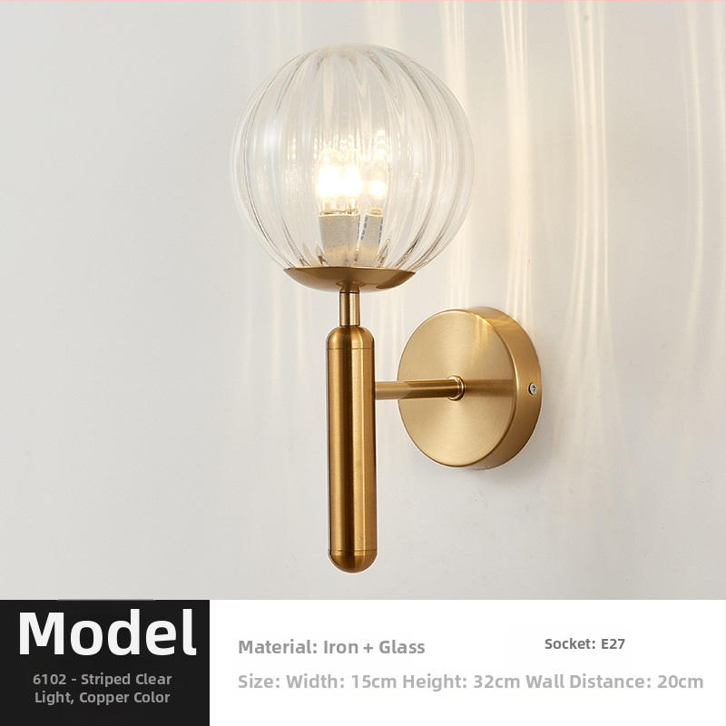 Τοίχικό φωτιστικό σε σκανδιναβικό στυλ, γυάλινο καπέλο λαμπτήρα, LED φως, 85-265V