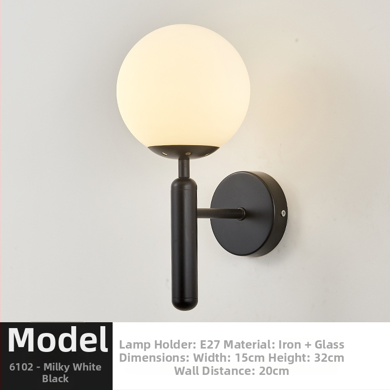 Τοίχικό φωτιστικό σε σκανδιναβικό στυλ, γυάλινο καπέλο λαμπτήρα, LED φως, 85-265V