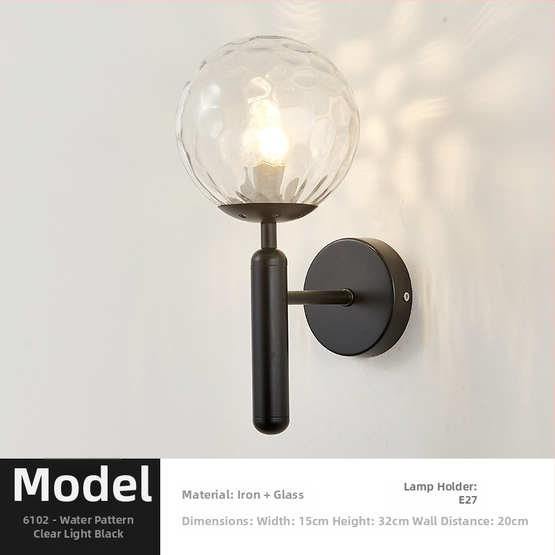 Τοίχικό φωτιστικό σε σκανδιναβικό στυλ, γυάλινο καπέλο λαμπτήρα, LED φως, 85-265V