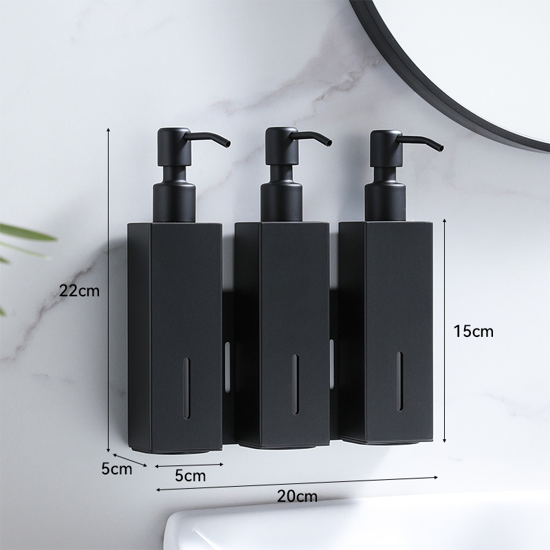 Стенно монтиран квадратен дозатор за течности — 304 неръждаема стомана, ръчно натискане, монтаж без пробиване, лъскава повърхност