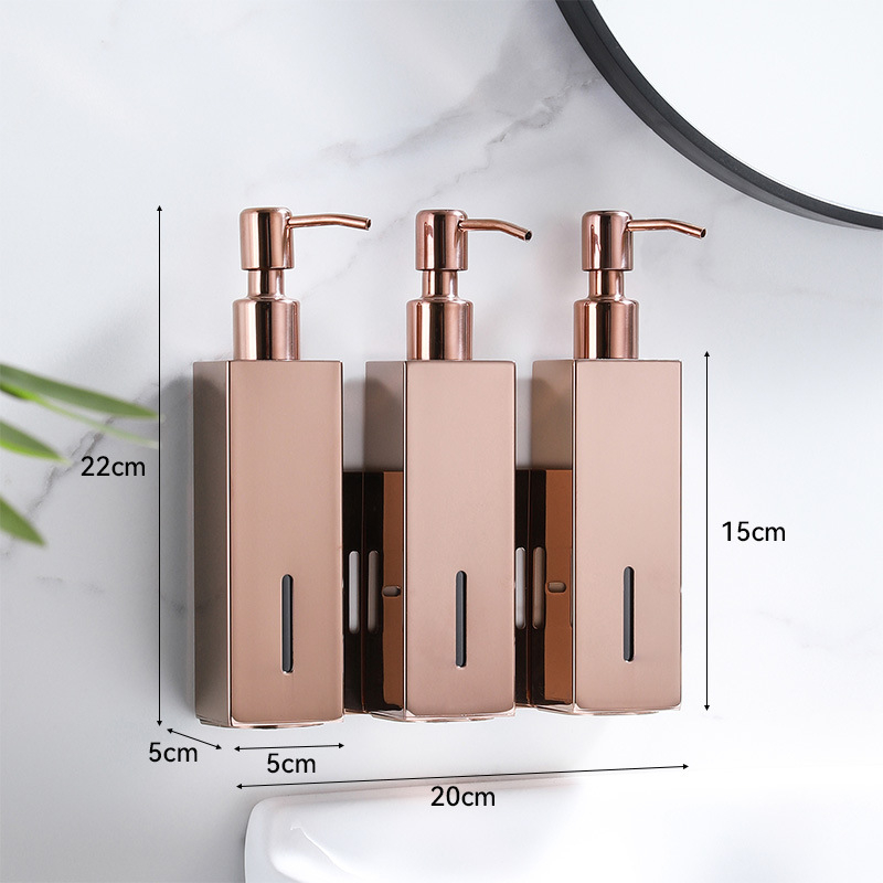 Стенно монтиран квадратен дозатор за течности — 304 неръждаема стомана, ръчно натискане, монтаж без пробиване, лъскава повърхност