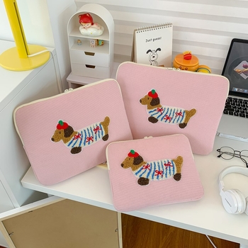 Corduroy csíkos tok iPad Pro-hoz és laptopvédő taska, kopásálló, poliészter bélés, nőies dizájn