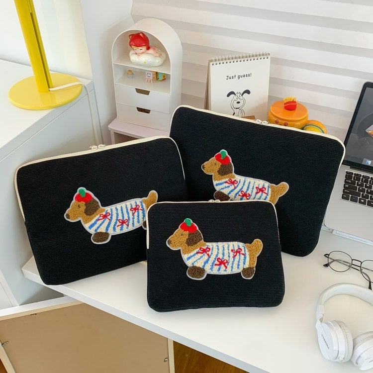 Corduroy csíkos tok iPad Pro-hoz és laptopvédő taska, kopásálló, poliészter bélés, nőies dizájn