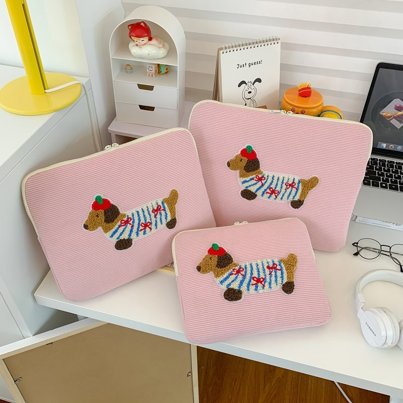 Corduroy csíkos tok iPad Pro-hoz és laptopvédő taska, kopásálló, poliészter bélés, nőies dizájn