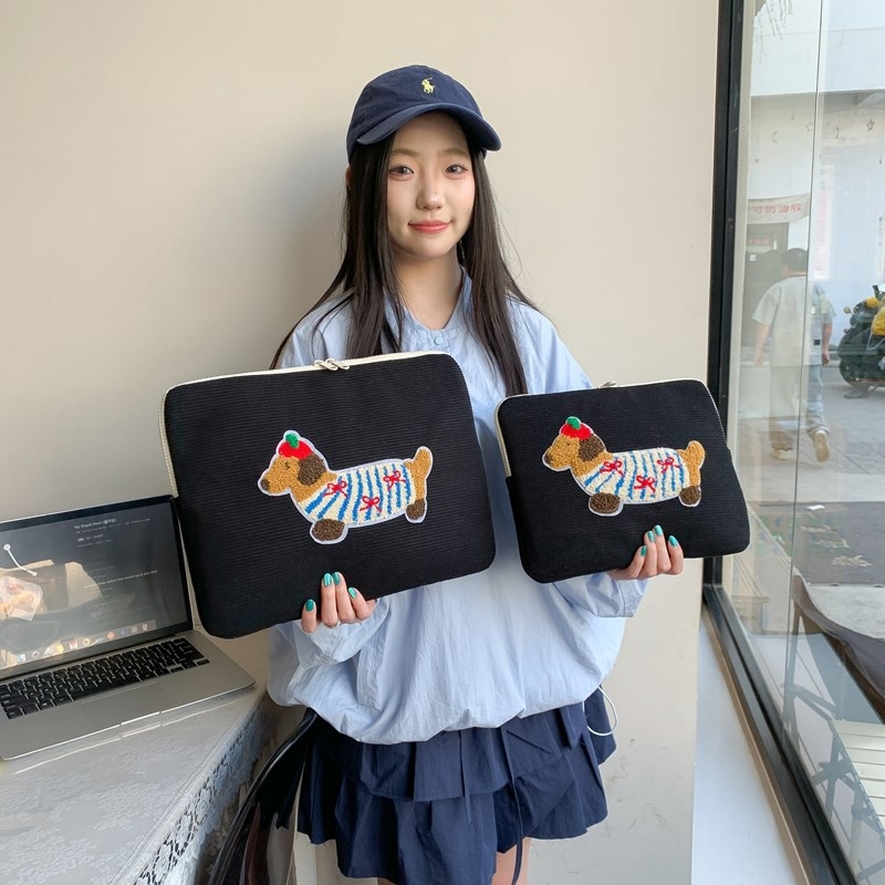 Corduroy csíkos tok iPad Pro-hoz és laptopvédő taska, kopásálló, poliészter bélés, nőies dizájn