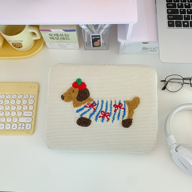 Corduroy csíkos tok iPad Pro-hoz és laptopvédő taska, kopásálló, poliészter bélés, nőies dizájn