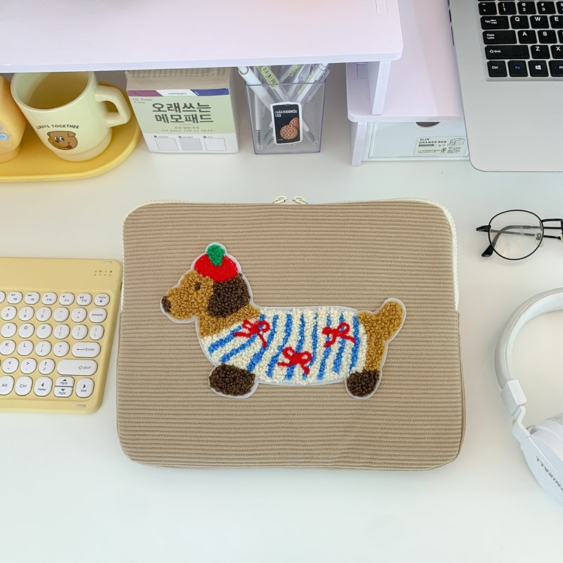 Corduroy csíkos tok iPad Pro-hoz és laptopvédő taska, kopásálló, poliészter bélés, nőies dizájn