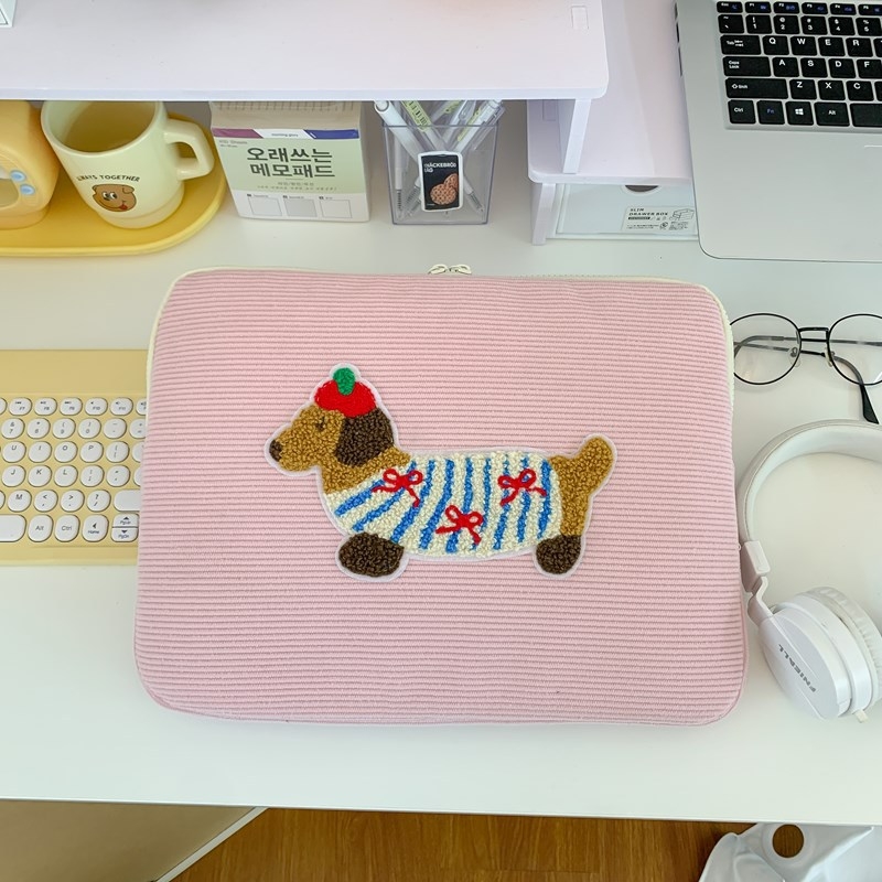 Corduroy csíkos tok iPad Pro-hoz és laptopvédő taska, kopásálló, poliészter bélés, nőies dizájn