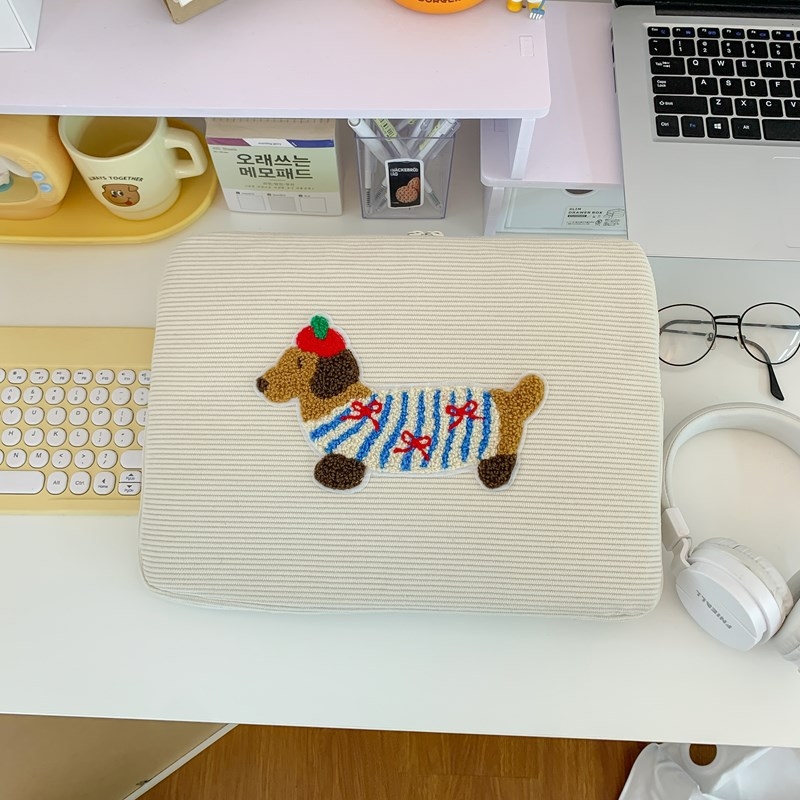 Corduroy csíkos tok iPad Pro-hoz és laptopvédő taska, kopásálló, poliészter bélés, nőies dizájn