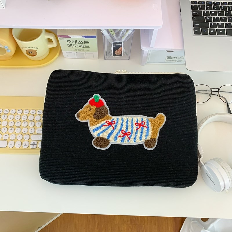 Corduroy csíkos tok iPad Pro-hoz és laptopvédő taska, kopásálló, poliészter bélés, nőies dizájn