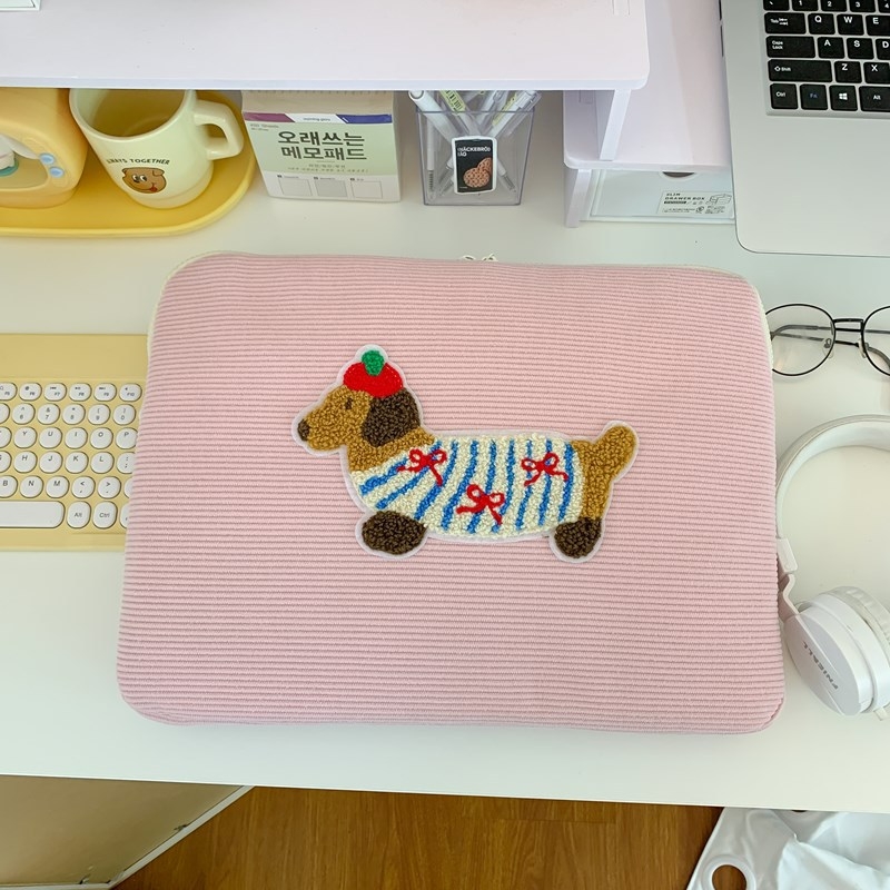 Corduroy csíkos tok iPad Pro-hoz és laptopvédő taska, kopásálló, poliészter bélés, nőies dizájn