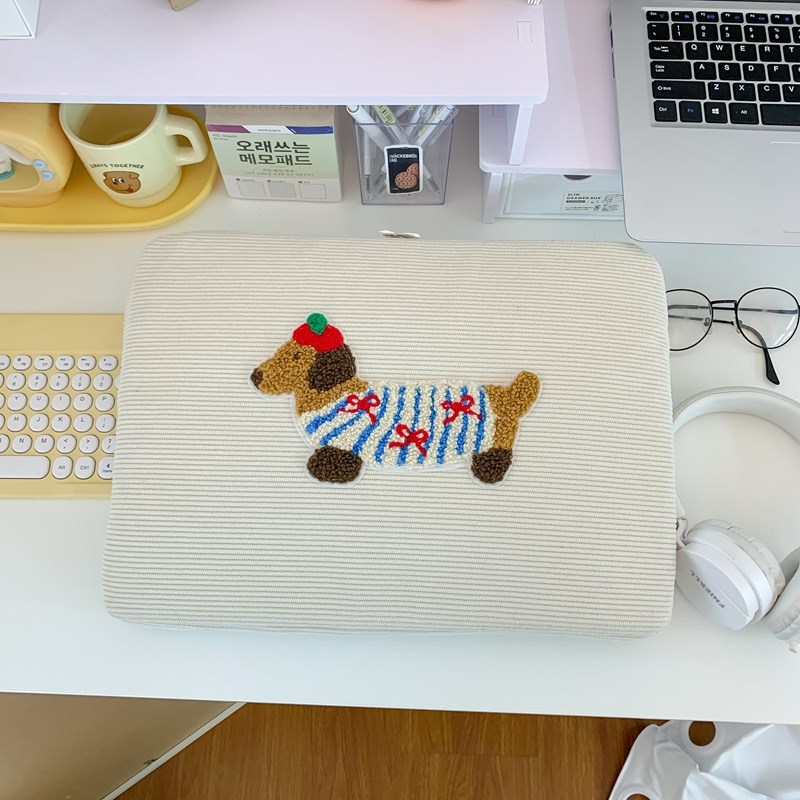 Corduroy csíkos tok iPad Pro-hoz és laptopvédő taska, kopásálló, poliészter bélés, nőies dizájn