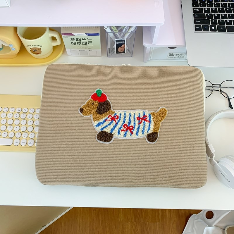 Corduroy csíkos tok iPad Pro-hoz és laptopvédő taska, kopásálló, poliészter bélés, nőies dizájn