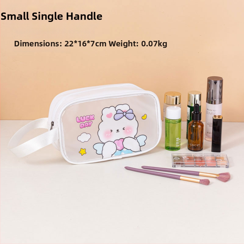 Geantă de toaletă impermeabilă cu imprimeu desen animat, capacitate mare, PVC, fermoar, separare uscat-umed