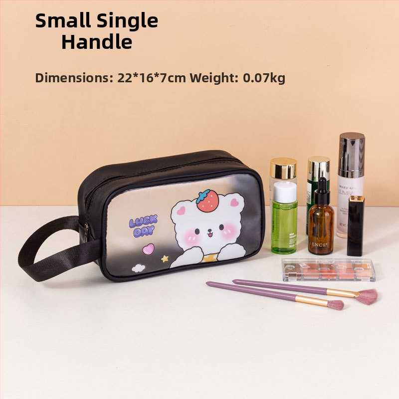 Geantă de toaletă impermeabilă cu imprimeu desen animat, capacitate mare, PVC, fermoar, separare uscat-umed