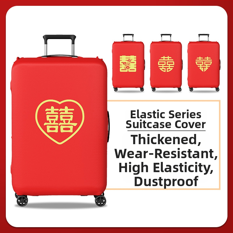 Ochranný obal na svadobný kufor s Velcro otvorom, polyester, univerzálne kolieska, textový vzor, minimalistický tichý luxus