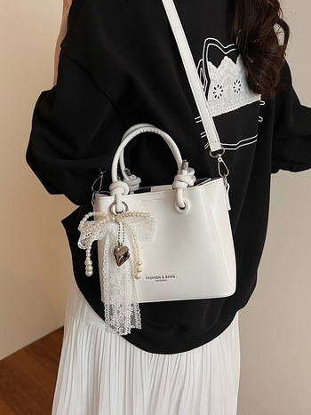 Geantă de damă din PU, în formă de găleată – stil urban minimalist, închidere cu fermoar, buzunar interior cu fermoar, curea de umăr simplă