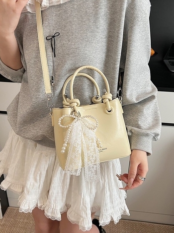 Geantă de damă din PU, în formă de găleată – stil urban minimalist, închidere cu fermoar, buzunar interior cu fermoar, curea de umăr simplă