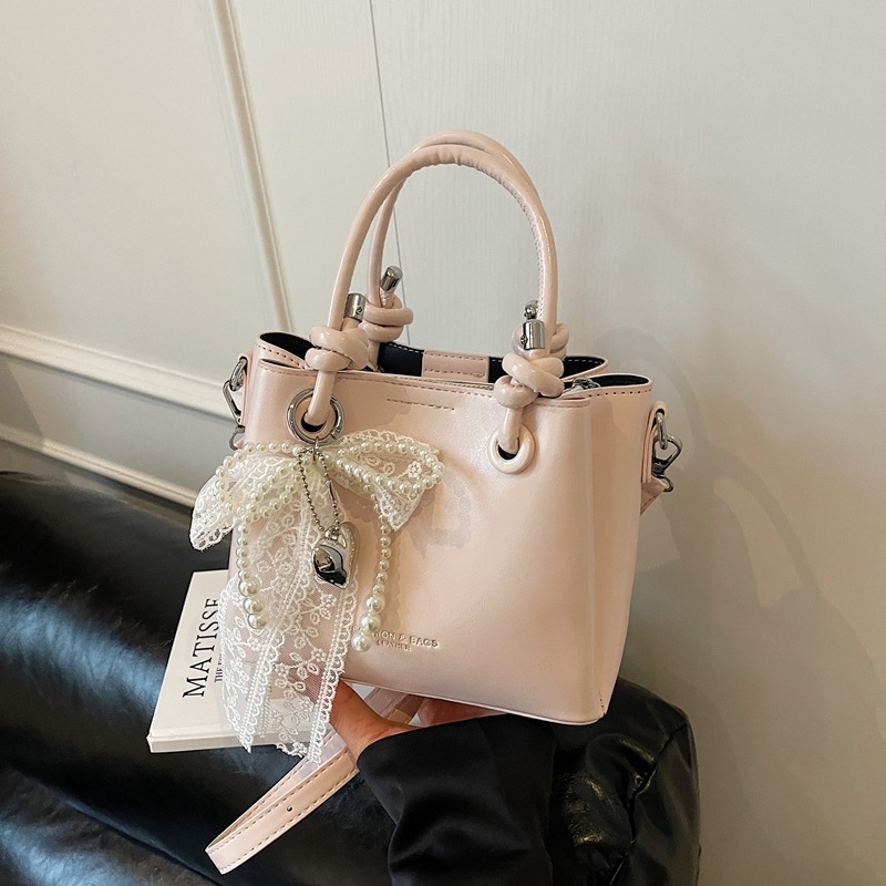 Geantă de damă din PU, în formă de găleată – stil urban minimalist, închidere cu fermoar, buzunar interior cu fermoar, curea de umăr simplă