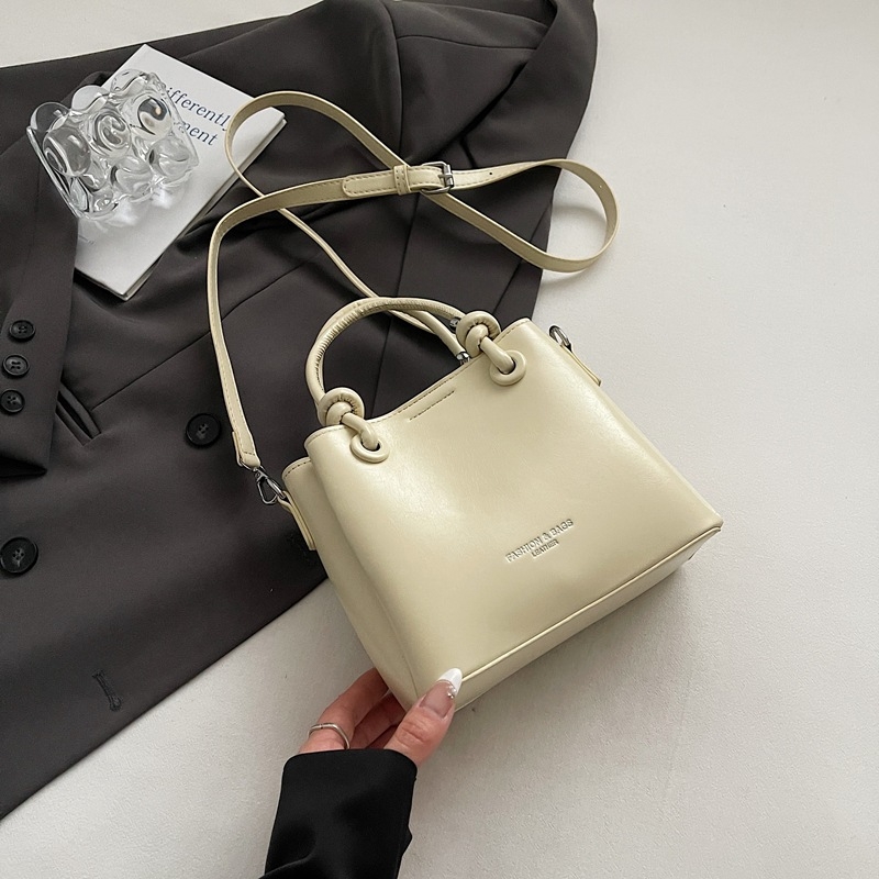 Geantă de damă din PU, în formă de găleată – stil urban minimalist, închidere cu fermoar, buzunar interior cu fermoar, curea de umăr simplă