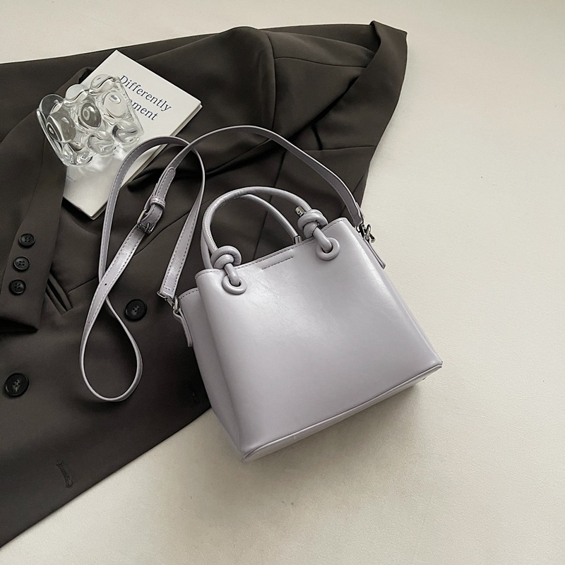 Geantă de damă din PU, în formă de găleată – stil urban minimalist, închidere cu fermoar, buzunar interior cu fermoar, curea de umăr simplă