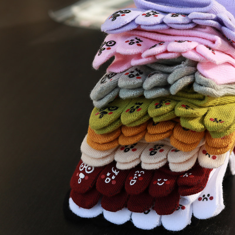 Петопръстни чорапи – памук, попиване на пот, едноцветен модел, плетени с една игла, къс цилиндър