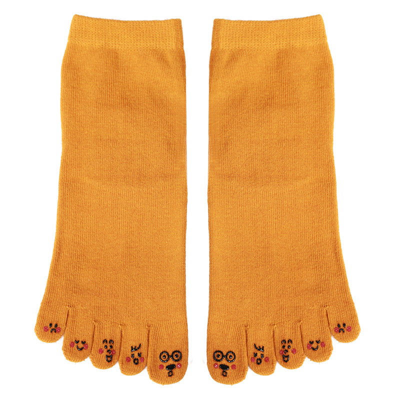 Петопръстни чорапи – памук, попиване на пот, едноцветен модел, плетени с една игла, къс цилиндър